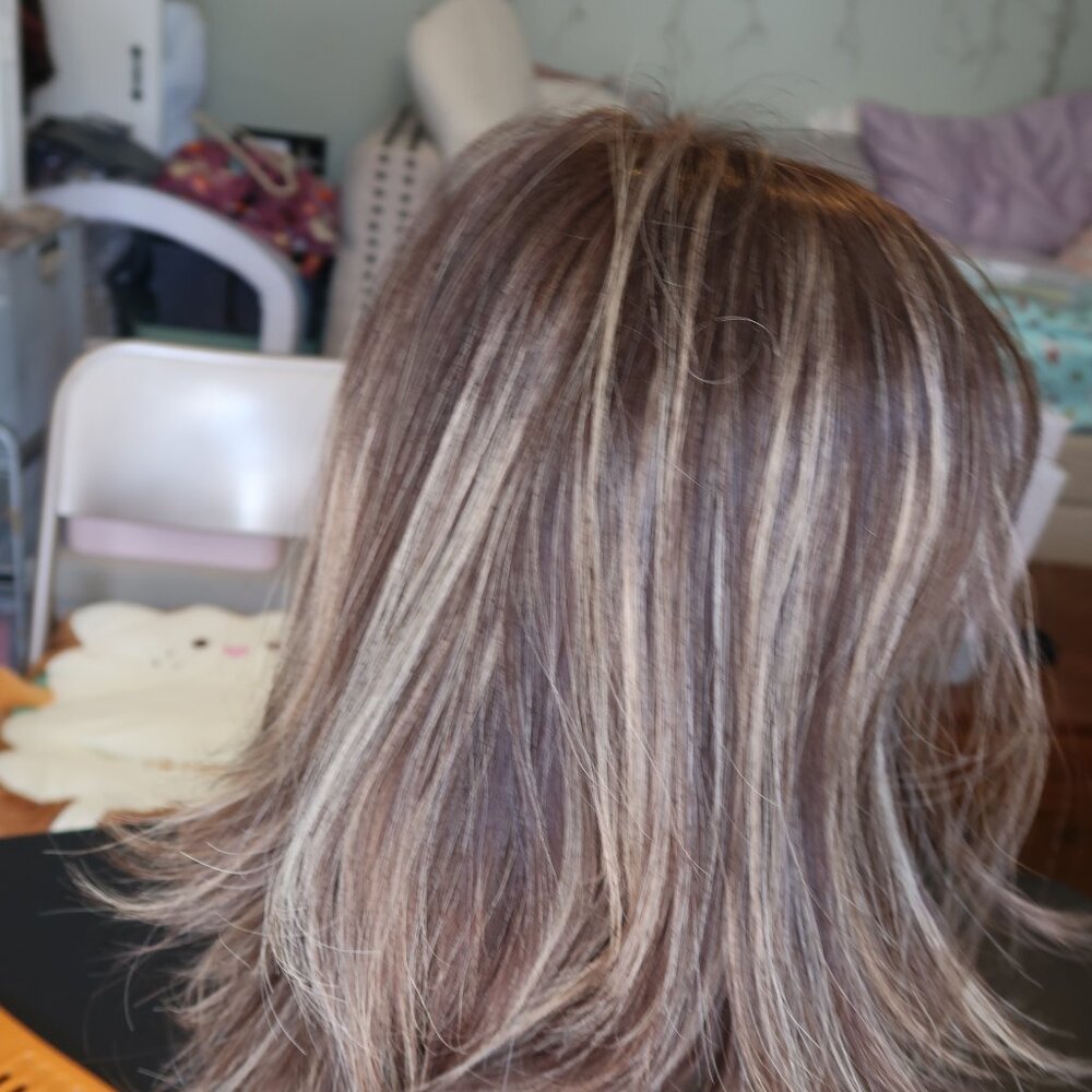 LeBeauty Human Hair Brunette Wig with Highlights - Picture 10 of 16